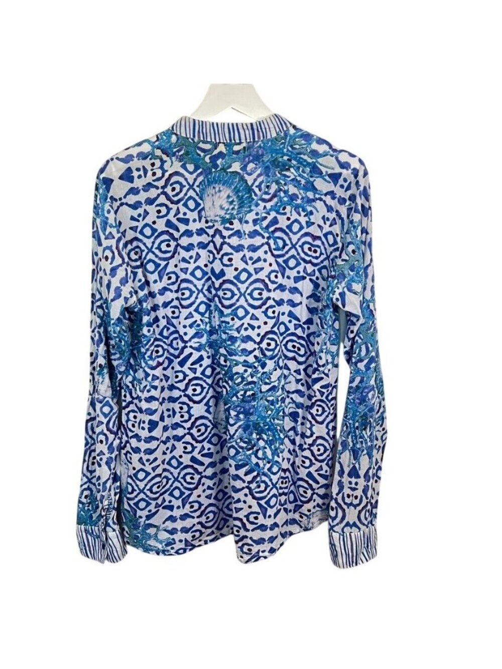 Antica Sartoria Positano Blue Cotton Swim Cover Up Tunic Blue Amalfi Resort S/M - Picture 3 of 15